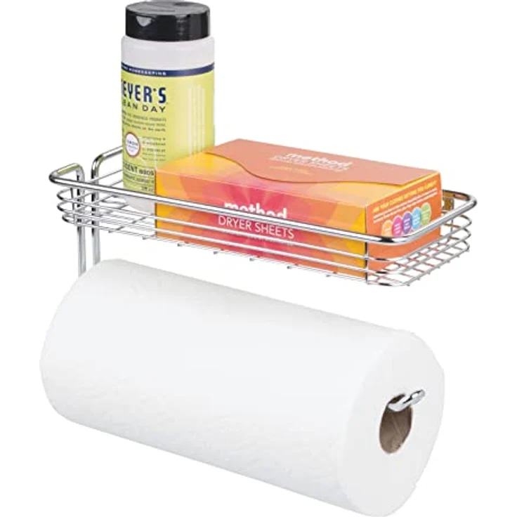 mDesign Küchenrollenhalter Wand - Halter für Papierrollen in Küche oder Bad - an der Wand zu befestigender, moderner Papierrollenhalter - Farbe: Chrom – Bild 4