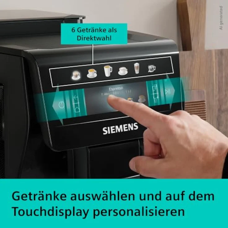 Siemens Kaffeevollautomat EQ600 iAroma, 6 Getränke, Doppeltassenfunktion, XL-Getränke bis 480ml, Kannenfunktion, Schwarz, TP601E09 – Bild 3