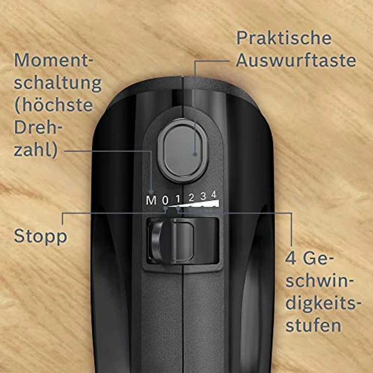 Bosch Clever Mixx MFQ24200 Handrührer, moderne Motortechnik, 2 Tubobesen, 2 Edelstahl-Knethaken, 4 Geschwindigkeitsstufen, 400 W, schwarz – Bild 11