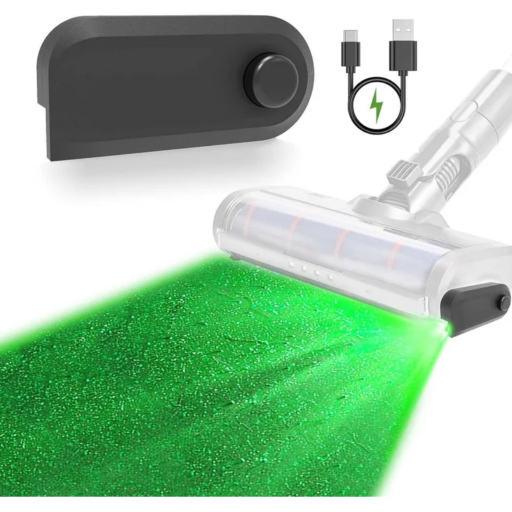 feinlux Wiederaufladbarer Vakuum-Lichtaufsatz, kabelloser Stielstaubsauger mit Dust-Reveal Licht, beutellos, schwarz