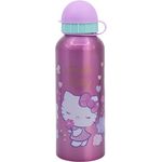 Hello Kitty Aluminium Trinkflasche, 530 ml, auslaufsicherer Sicherheitsverschluss, ideal für Schule & Freizeit