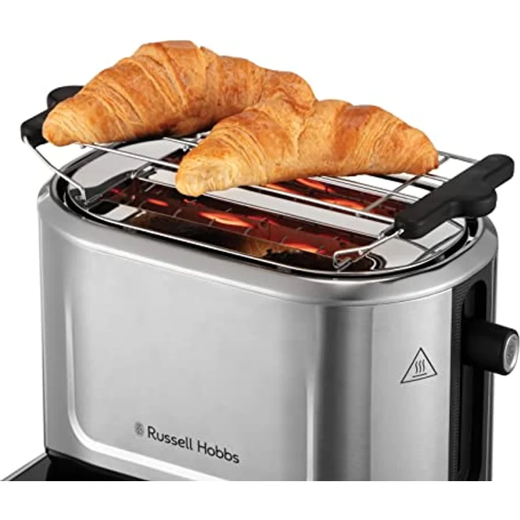 Russell Hobbs 26210-56 Attentiv 2-Schlitz-Toaster, 1640 Watt, Auftaufunktion, Aufwärmfunktion, automatische Brotzentrierung, inkl. Brötchenaufsatz, silber – Bild 6