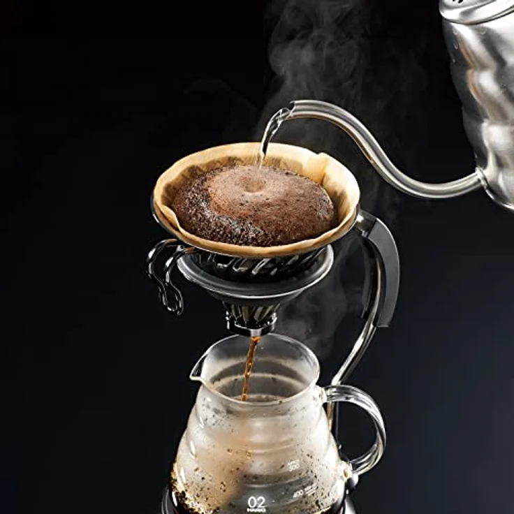 HARIO V60 Metall-Kaffeetropfer, Kaffeefilter mit Kegelform und Spiralrippen, silber – Bild 4
