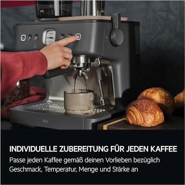 AEG EC8-1-8BP, Siebträgermaschine mit Dual Thermoblock, 30 Mahlstufen, antistatischer Mühle – Bild 6