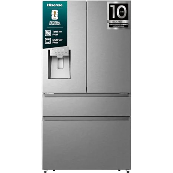 Hisense RF 728 N 4 SASE French-Door-Kühlschrank, freistehend, inoxfarben, NoFrost, Breite 91.4 cm, Energieklasse E – Bild 2