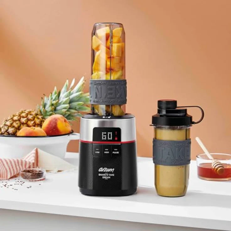 Arzum AR1148 Shake'N Take Personal Blender 500W Leistung, 2 Behälter (570 ml und 400 ml), Trinkdeckel – Bild 3