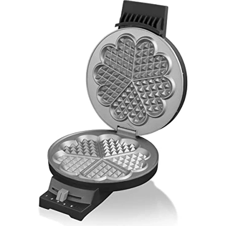 Cloer 180 Waffeleisen für eine Herzwaffel, 930 W, Waffelgröße 16 cm, schwere Backplatten, optische und akustische Fertigmeldung, Metall, schwarz – Bild 4
