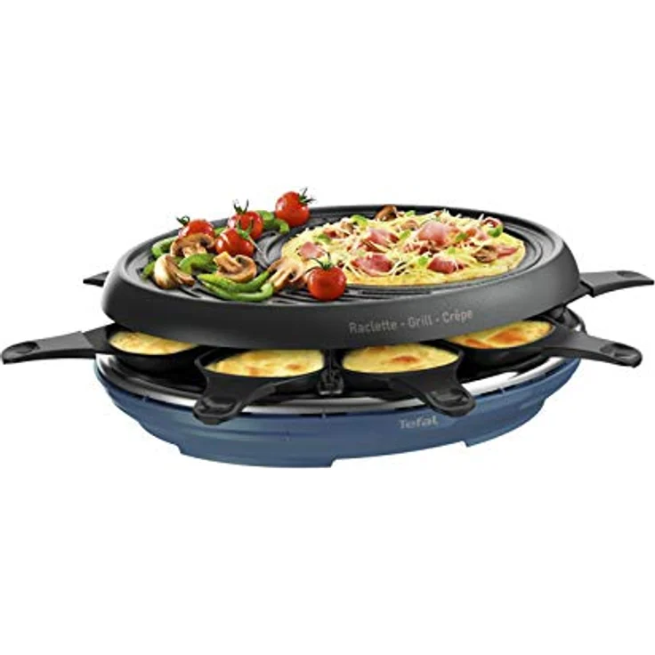 Tefal Raclette Colormania 3-in-1 Raclette für Grill und Crêpe, Antihaftbeschichtung, Easy Plus, 8 Schälchen, spülmaschinenfest, 1050 W, Stahlblau RE310401 – Bild 2