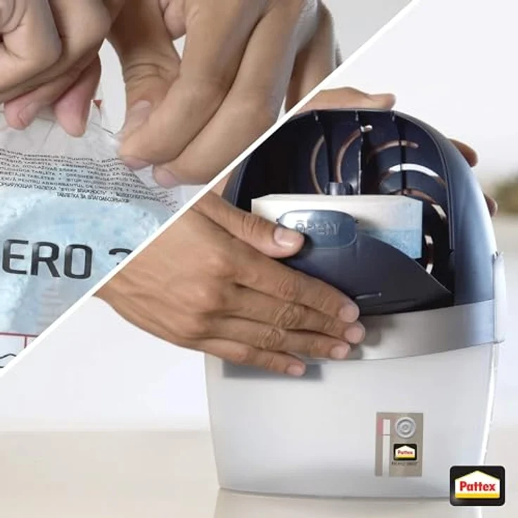 Pattex Stop Feuchtigkeit AERO 360° Luftentfeuchter, hocheffizienter Raumentfeuchter, nachfüllbarer Luftentfeuchter reduziert Feuchtigkeit, Gerüche & Schimmel, 1 Gerät inkl. 450g Tab – Bild 4