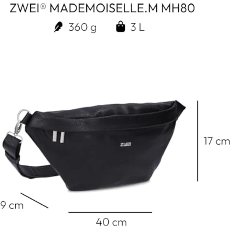 Zwei Mademoiselle.M Umhängetasche 40 cm, grau, 100% Polyurethan, 40 cm x 9 cm x 17 cm – Bild 2