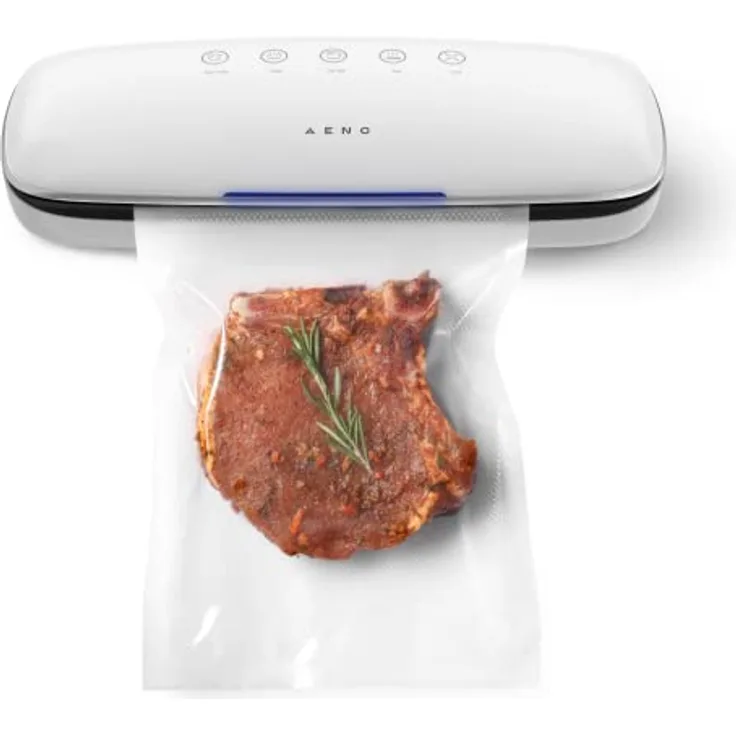 AENO Vakuumierer für Lebensmittel, Fleisch Vakuumierer für Lebensmittelkonservierung, Vakuumierer Vakuumiergerät, Trockenversiegelungsmodus, Leuchtanzeige, Mit 10 Vakuumversiegelungsbeutel & Schlauc