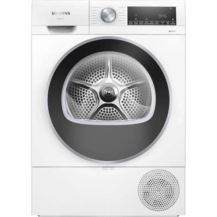 Siemens WQ43G2D0EM Wärmepumpentrockner, 9 kg, iQ500, LED-Display, leise 63 dB, Energieklasse C, weiß – Bild 1