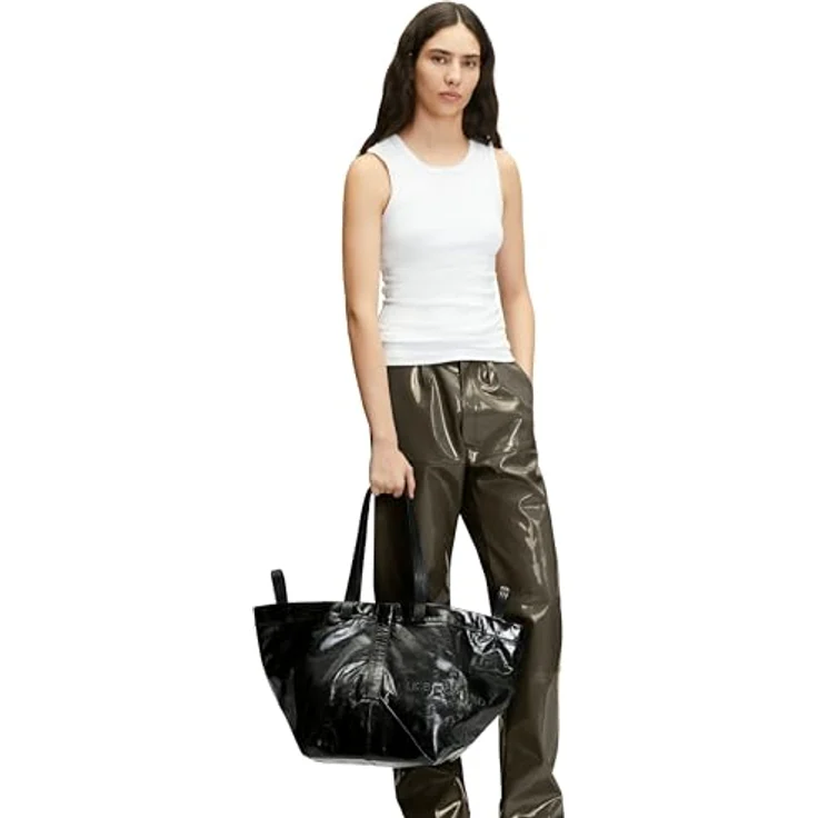Liebeskind Berlin Shopper Elvira Paper Touch Crinkle, aus echtem Rindsleder, Schwarz – Bild 5