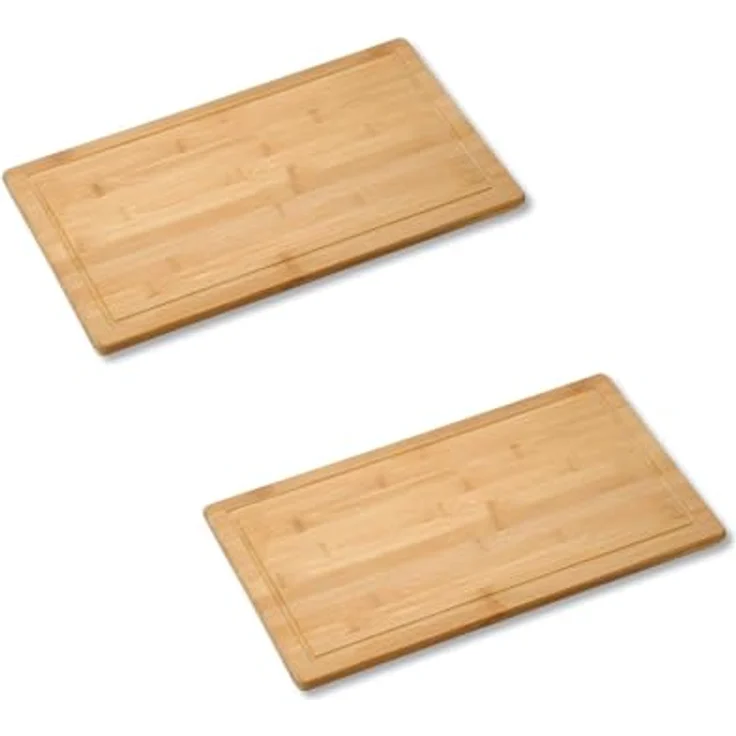 Kesper 2 Stück Schneide- und Abdeckplatte aus 100% FSC Bambusholz 50 x 28 x 4 cm - Ceranfeldabdeckung – Bild 4