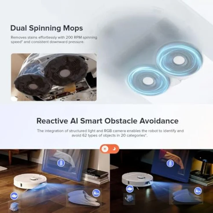 Roborock Qrevo MaxV (mit RDS), Weiß Saugroboter mit automatischer Nachfüll- und Trocknungsstation, 7000 Pa Saugkraft, Wischmopp-Funktion, kompatibel mit Google Assistant und Amazon Alexa – Bild 5