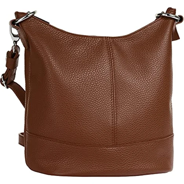 Cluty Umhängetasche, echt Leder, Made in Italy, 100% Rindleder, höhenverstellbarer Schultergurt 55-105 cm, schwarz – Bild 3