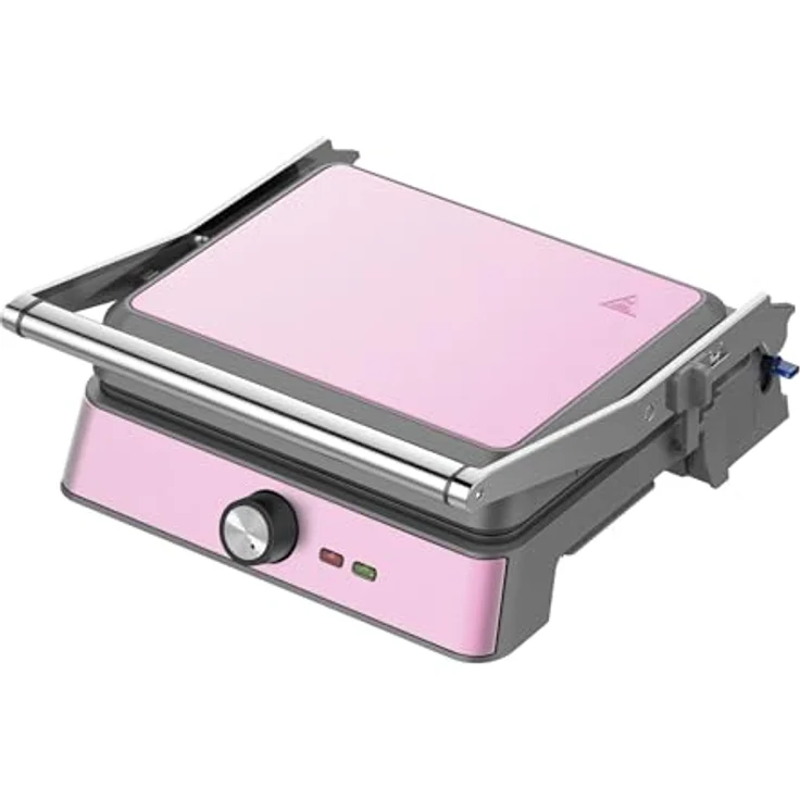 Westinghouse Kontaktgrill WKCG907PK, 2200 W, Antihaftbeschichtung, höhenverstelbar, 29 x 24 cm Grillfläche, Retro-Design, Edelstahlgehäuse – Bild 1