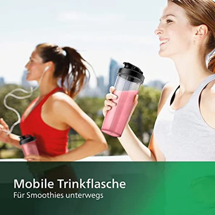 Philips HR2041-41 Standmixer, 450W, 1 Geschwindigkeit, Puls-Funktion, Motor-Thermo-Protection-Sensor, Saugfüße, 1,9L Behälter, inkl. Trinkflasche, schwarz – Bild 6