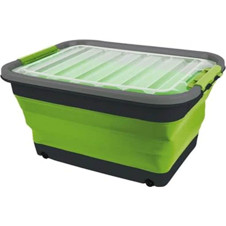 Camp4 Aufbewahrungsbox faltbar mit Deckel und Rollen, 30 l, blau – Bild 1