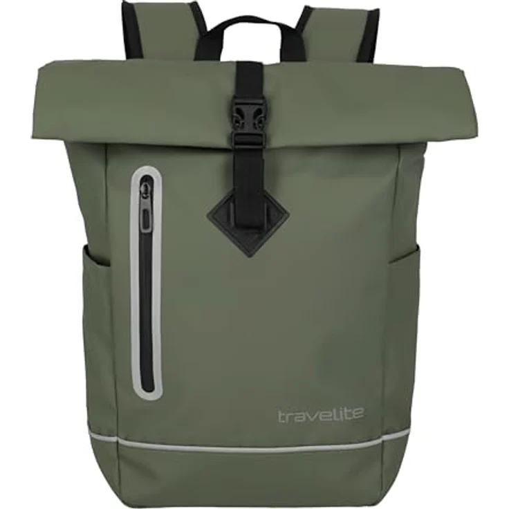 travelite BASICS Roll-Up Rucksack, Freizeitrucksack aus wasserfester Plane, atmungsaktive Rückwand, für Wandern und Reisen – Bild 1
