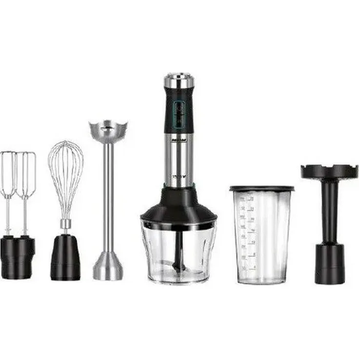 MPM MBL-42M, Handmixer mit 1500 Watt Leistung, Edelstahlgehäuse und Pulsfunktion, Schwarz
