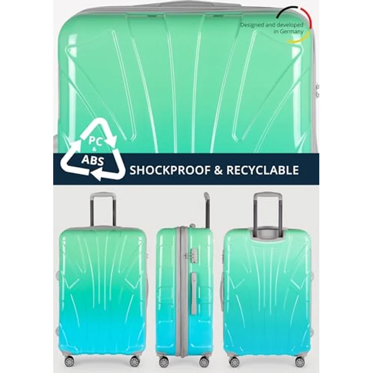 suitline großer Hartschalen-Koffer Trolley Rollkoffer XL Reisekoffer, TSA, 76 cm, ca. 96-110 Liter, PC glänzend, Northern Lights Gradient Design Verlauf – Bild 3