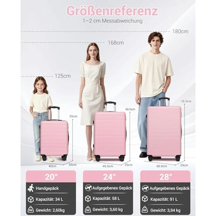 Shavont Koffer Mittelgroß 66cm L, Leichter Hartschalenkoffer mit 4 leisen Spinner-Rädern und 58,14 L Volumen – Bild 2