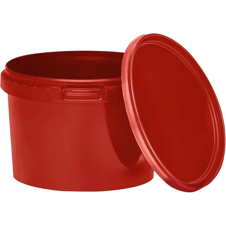 BenBow Eimer mit Deckel und Griff, 0,5L, luftdicht, lebensmittelecht, auslaufsicher, rot