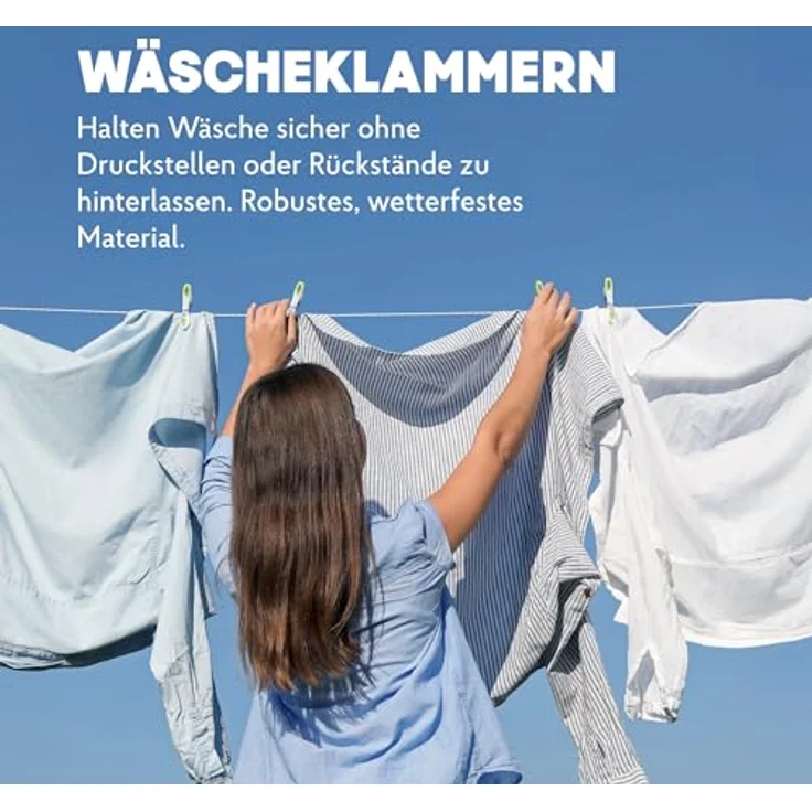 HAKA Wäscheklammern, 16 Stück, stabil und abdruckfrei, wetterfest für drinnen & draußen – Bild 2
