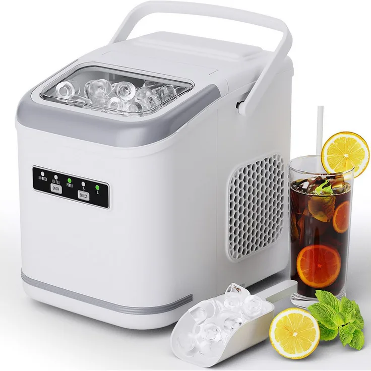TLGREEN Eiswürfelmaschine, 9 Eiswürfel in 6 Minuten, 12 kg/24h, 2 Eisgrößen, Stummschalten, Selbstreinigung