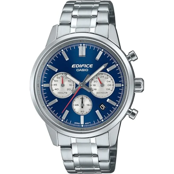 Casio Edifice Chronograph Herrenuhr Stahl/Blau EFR-575D-2AEF, Quarzwerk, Stoppuhr, blau – Bild 1