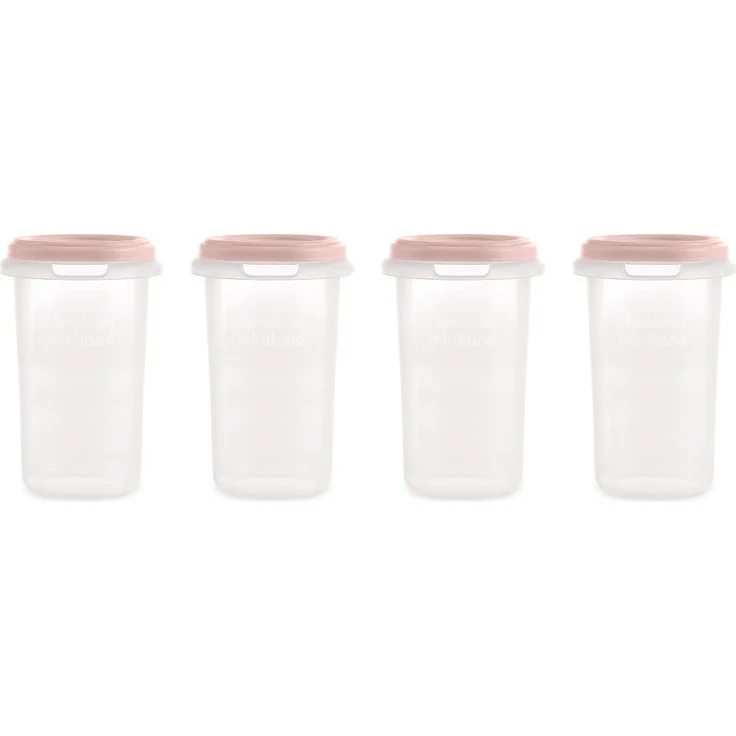 Miniland Dolce-Kollektion, Set aus 4 luftdichten Babynahrungsbehältern (4 x 330 ml) mit Maßverteilung, BPA-frei, mikrowellen-, backofen- und spülmaschinenfest