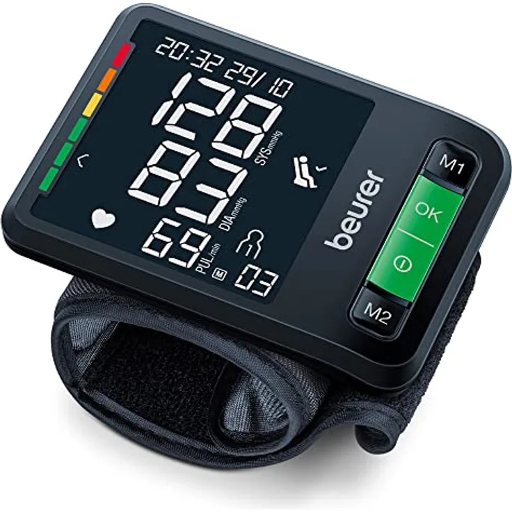 Beurer BC 87 Handgelenk-Blutdruckmessgerät mit App-Anbindung, XL-Display, Ruheindikator, Inflation-Technology, farbigem Risiko-Indikator und Arrhythmie-Erkennung