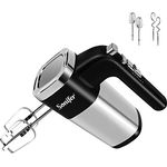 Sonifer Handmixer, 5 Geschwindigkeitsstufen Elektrischer Mixer (500W) Edelstahl Eiercreme Food Beater, Turbo-Boost + Auswurftaste + 4 Zubehörteile