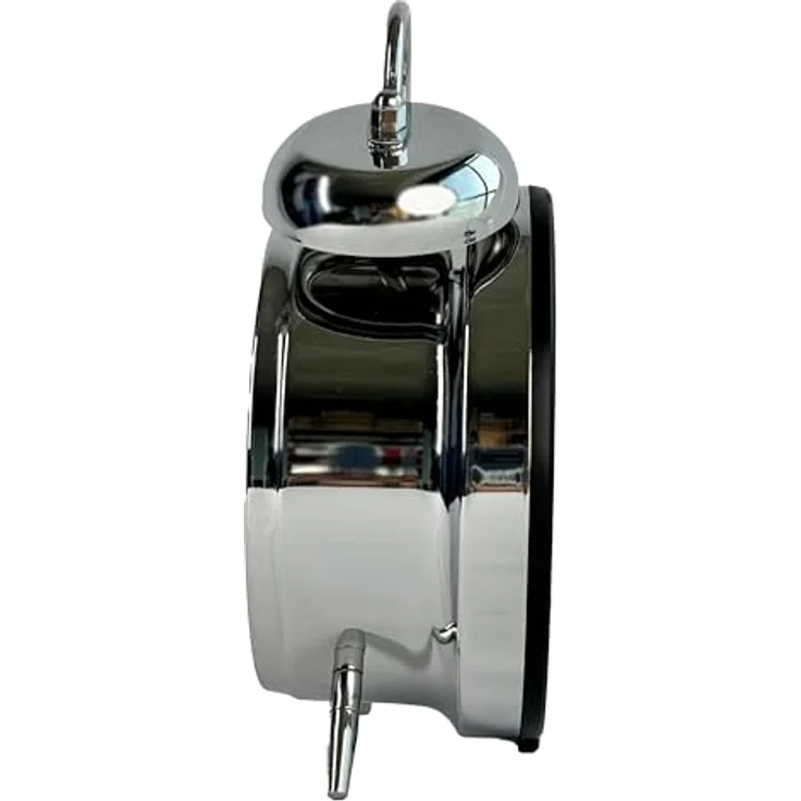 SILVA Schneider URW 240 Retro Uhrenradio, Weckfunktion mit Doppelglockenwecker, dimmbares LED-Display, Einschlaf-Timer, Wecken mit Klingel oder Radio, Chrom – Bild 4