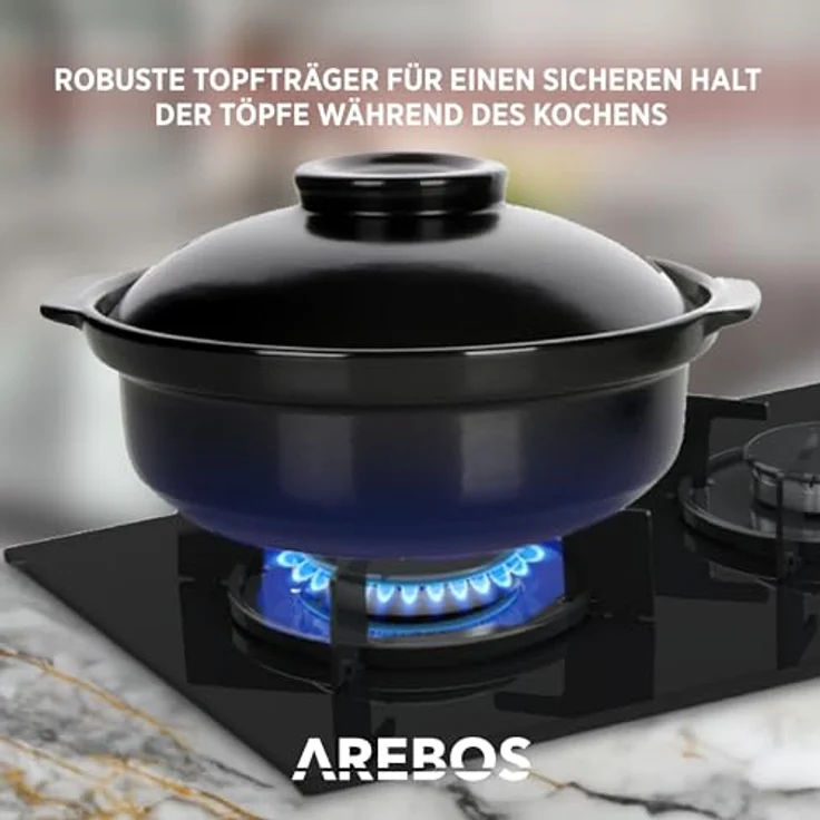 AREBOS Gaskochfeld 2 Flammen Glaskeramik Gasherd Einbaugerätherd Erdgas Propangas – Bild 5