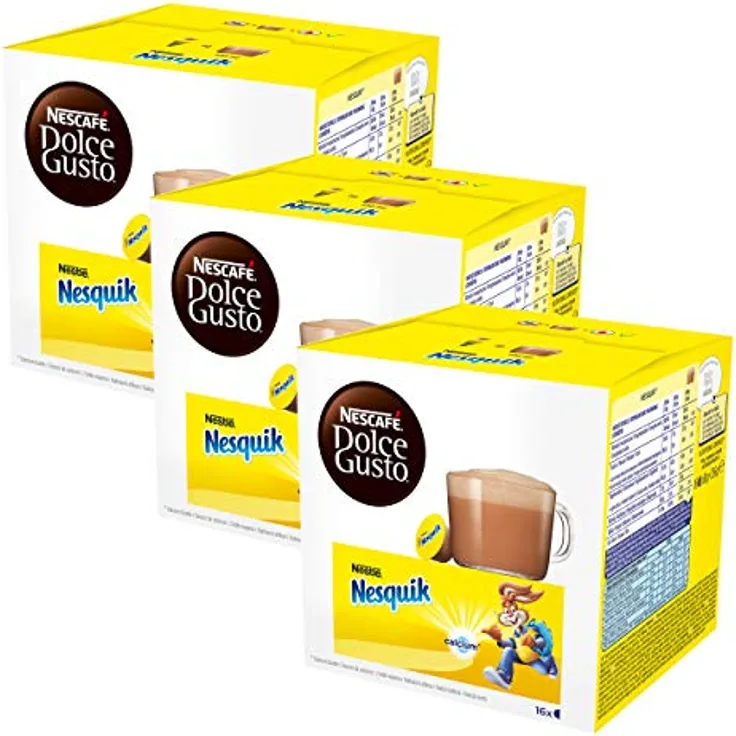 Nescafé Dolce Gusto Nesquik 3er, Kakao, Schokolade, 3 x 16 Kapseln, koffeinfrei