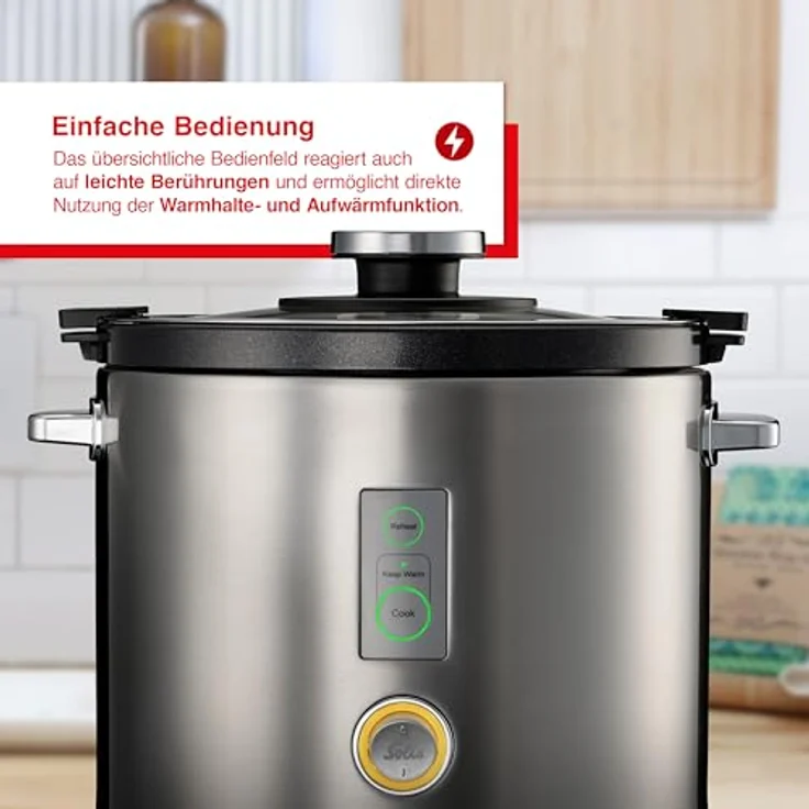 Solis Rice Cooker Multi – Reiskocher mit Dampfgarfunktion, Warmhalte- & Aufwärmfunktion – 6 Tassen Kapazität, PFAS-freie Antihaftbeschichtung, Edelstahlgehäuse, Glasdeckel, 650W – Bild 3