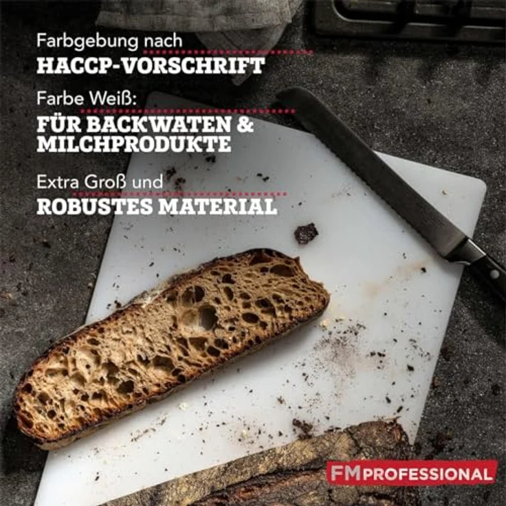 FMprofessional Schneidebrett Extra Groß, Weiß – Spülmaschinenfest, HACCP Farbcodierung, 45 x 30 cm für Backwaren – Bild 2