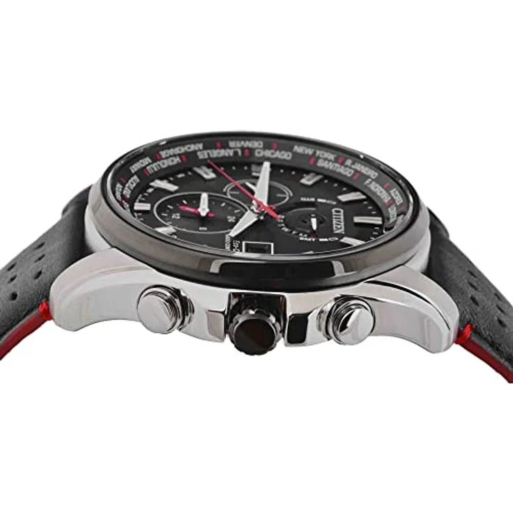Citizen Armbanduhr Herren Chrono Elegant Eco Drive Solar Funk AT9036 08E, Funkuhr, 44 mm, schwarz – Bild 4