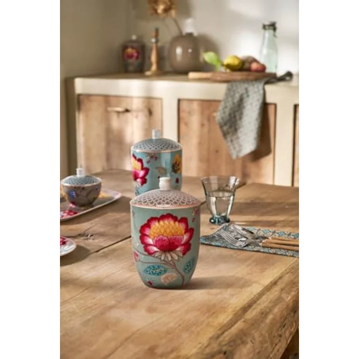 PIP STUDIO Blooming Tales Fantasy Blue Aufbewahrungsdose, 1,5l Porzellan mit floralem Muster – Bild 4