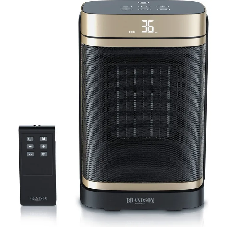 Brandson Heizlüfter Keramik Heizgerät, 1500 W, smart mit Oszillation, Timer, Fernbedienung, kompakt, matt-schwarz, GS zertifiziert, Überhitzungsschutz