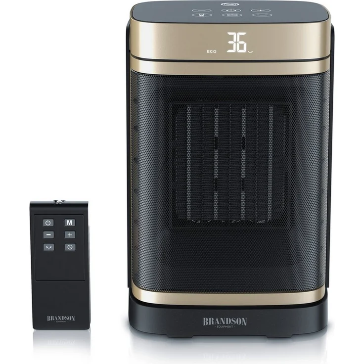 Brandson Heizlüfter Keramik Heizgerät, 1500 W, smart mit Oszillation, Timer, Fernbedienung, kompakt, matt-schwarz, GS zertifiziert, Überhitzungsschutz