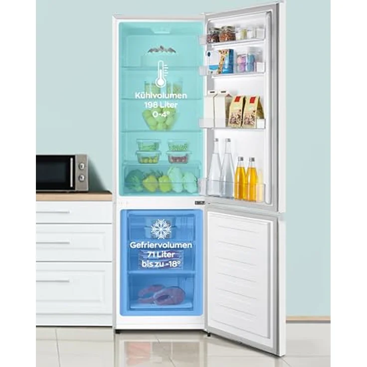 Heinrich´s HEINRICHS Kühlgefrierkombination 269 Liter, LED Beleuchtung, leise 39dB, weiß – Bild 4