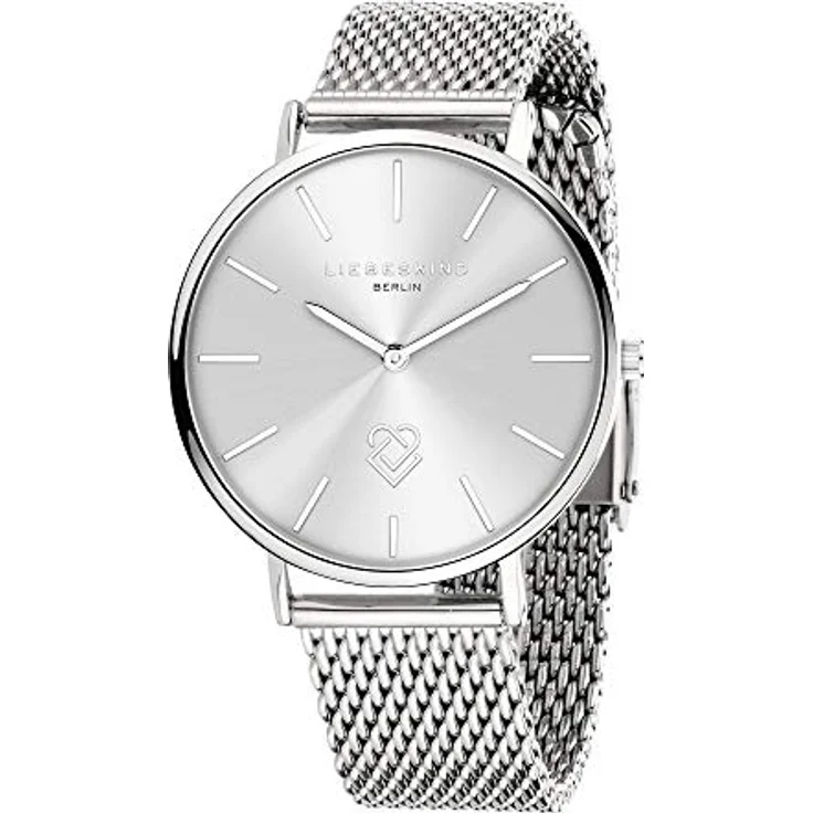Liebeskind Berlin Damen Analog Quarz Uhr LT-0248-MQ, Edelstahlgehäuse Ø 38 mm, kratzunempfindliches Mineralglas, silberfarbenes Zifferblatt, hochwertiges Meshband im Retro-Look – Bild 2