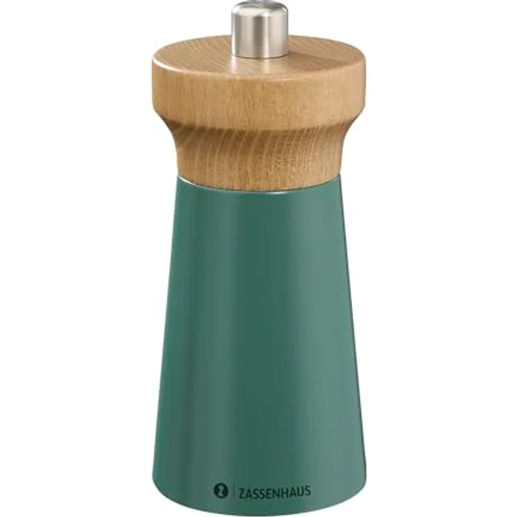 Zassenhaus Pfeffermühle WESTERLAND deep forest | lackiertes Buchenholz | Mühlenkopf aus Buchenholz | mit stufenlos verstellbarem Hochleistungs-Keramikmahlwerk | Gewürzmühle | 12 cm, Ø 5,4 cm – Bild 1