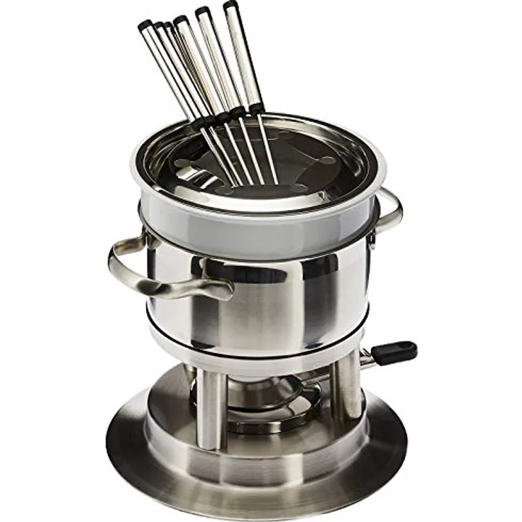 Swissmar F66417 Arosa Fondue Set 11-teiliges, Edelstahl, 1.5L, Fondue-Set für Fleisch, Käse und Schokolade, für 6 Personen, Geschenkset