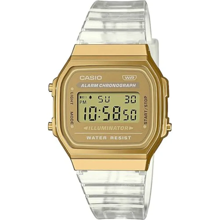 Casio Vintage Iconic Digitaluhr Transparent/Goldfarben A168XESG-9AEF