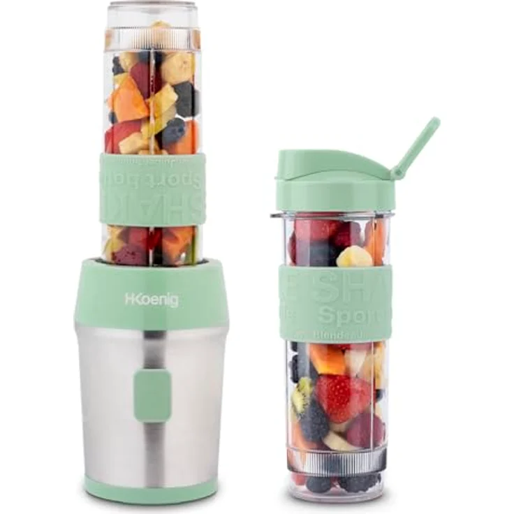 H.Koenig SMOO18 Smoothie-Maker, Edelstahl, 4 Klingen, 0,57L, silber, mint – Bild 2