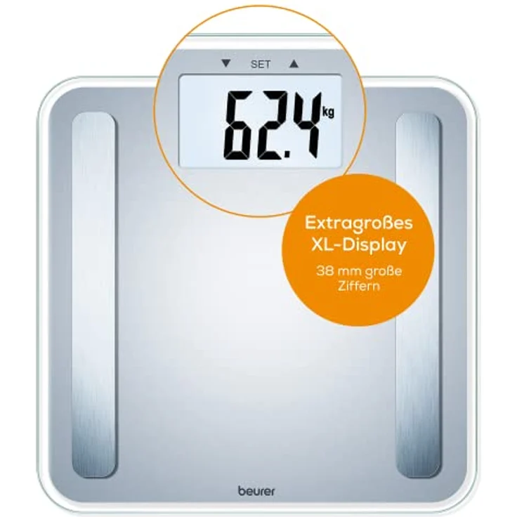 Beurer BF 183 Diagnosewaage, präzise Körperanalyse für bis zu 10 Personen, Messung von Gewicht, Körperfett, BMI, Muskelanteil und metabolischem Alter, großes XL-Display, Tragkraft bis 180 kg – Bild 3